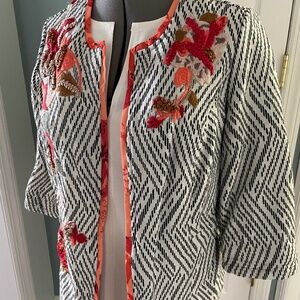 Chico's Unlined black/white/multi jacket size 1